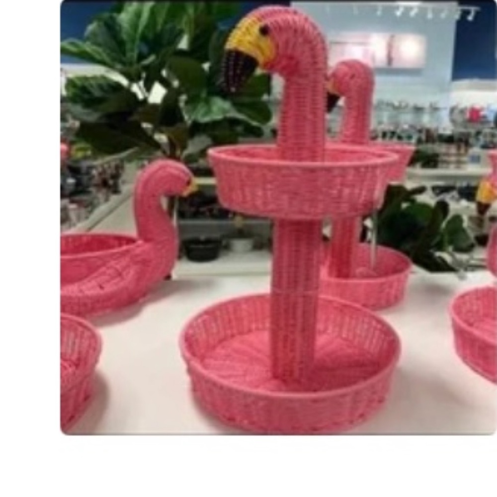Pink Flamingo Wicker Basket